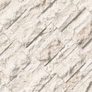 Take Home Tile Sample - XL Mayra Splitface White Ledger Panel 4 in. x 4 in. Limestone Wall Tile