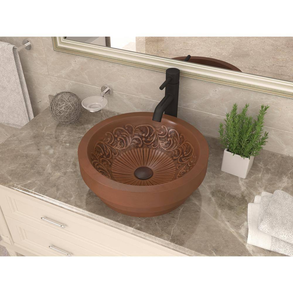 17'' Round Polished Copper Above-Counter Bathroom Sink