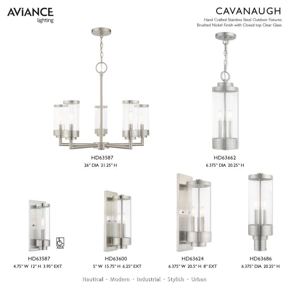 Brushed Nickel 3-Light Indoor/Outdoor Pendant Lantern with Clear Glass