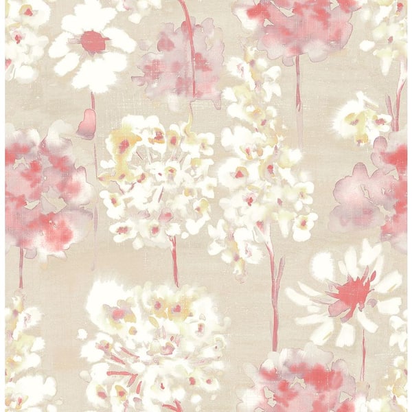 A-Street Prints Marilla Red Watercolor Floral Paper Strippable Roll (Covers 56.4 sq. ft.)