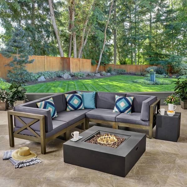 patio sectional with firepit