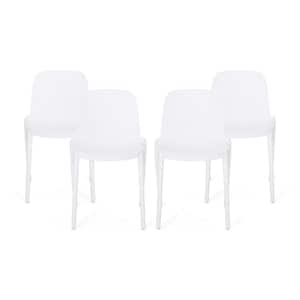 Ivy White Stackable Plastic Outdoor Patio Dining Chair (4-Pack)