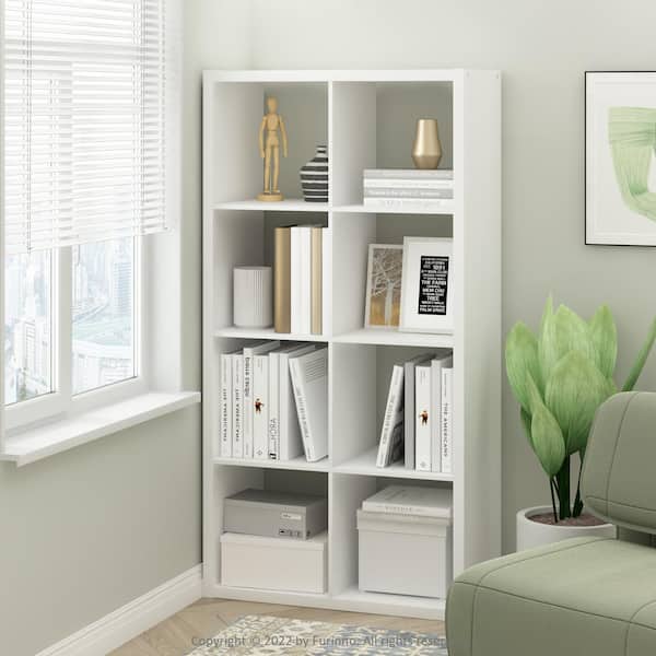 Cubicle 58 in. Tall White Wood 8-Shelf Open Back Bookcase