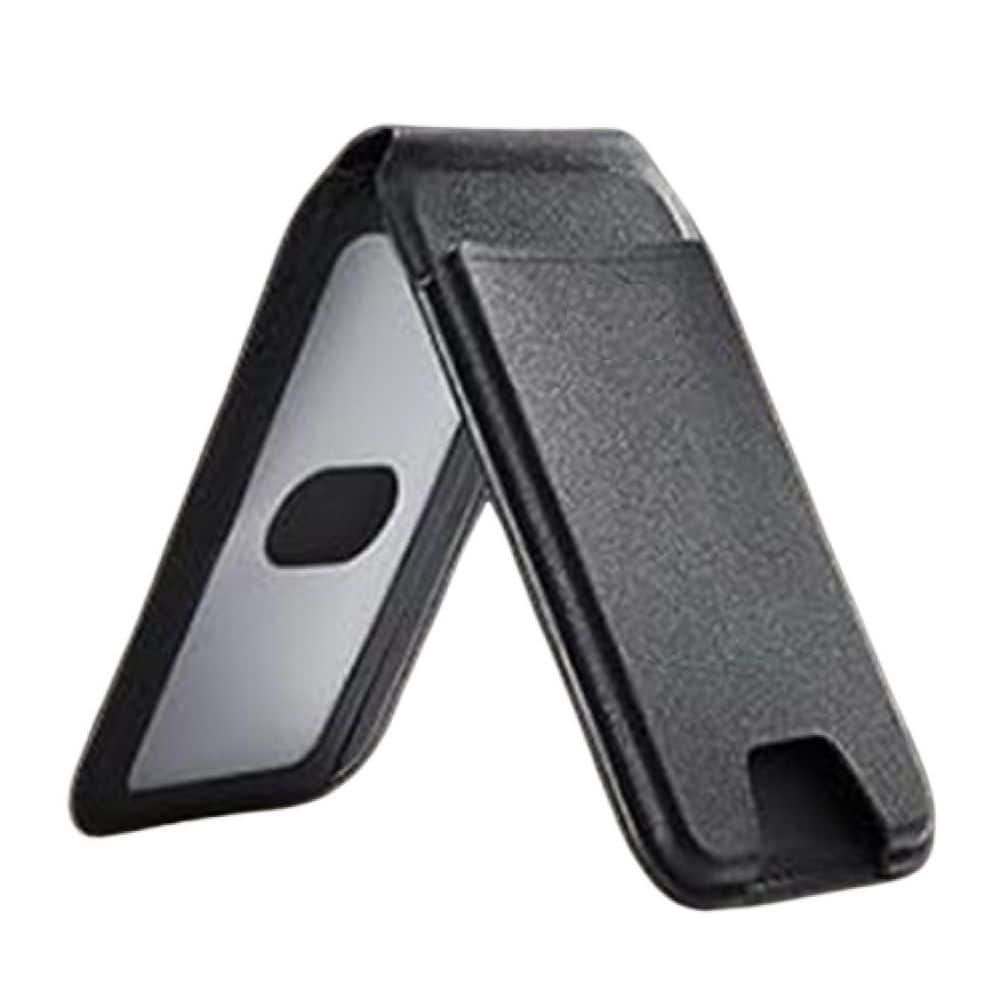 Magnetic Wallet with Adjustable Stand, Holds 5 Cards, Ultra-Slim Vegan Leather for iPhone 16/15/14/13/12, Black
