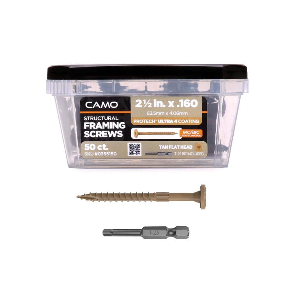 0.16 in. x 2-1/2 in. Star Drive Flat Head Structural Framing Wood Screw - PROTECH Ultra 4 Exterior Coated (50-Pack) price history on PriceWatchPro
