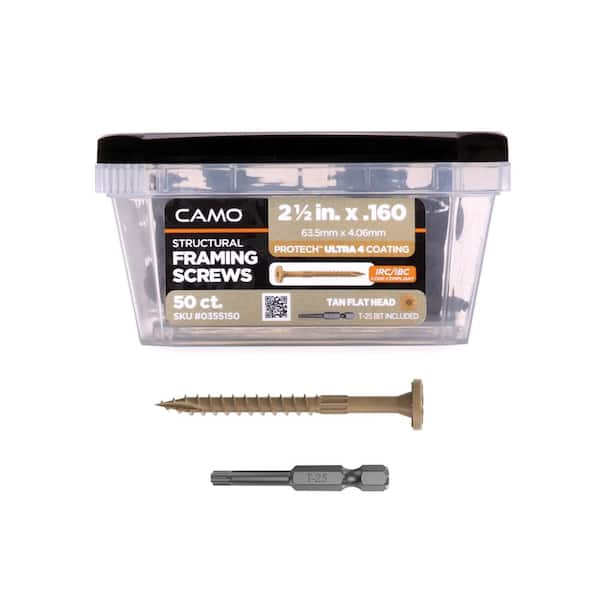 0.16 in. x 2-1/2 in. Star Drive Flat Head Structural Framing Wood Screw - PROTECH Ultra 4 Exterior Coated (50-Pack)