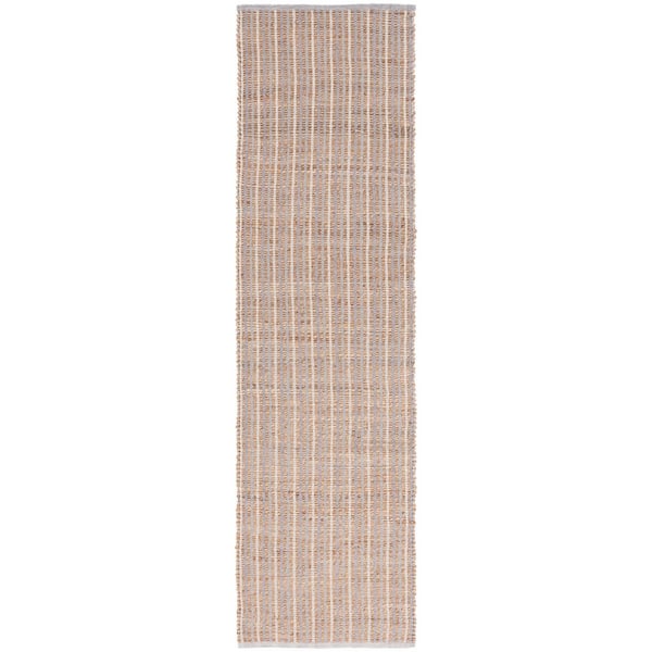 Natural Fiber 2 ft. x 9 ft. Natural/Gray Striped Runner Rug