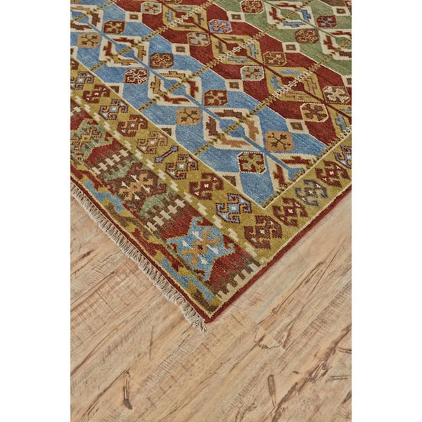 2 ft. x 3 ft. Red, Blue, Brown Abstract Area Rug