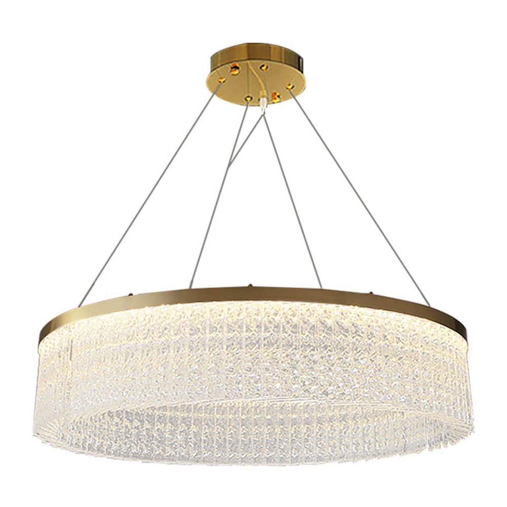 1-Light Gold Modern Round 3-Color Integrated LED Pendant Light with Clear Glass Shade for Dining Room, Living Room price history on PriceWatchPro