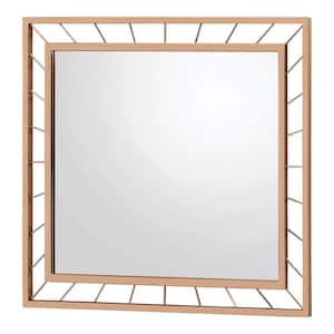 Nowry 35.38 in. H x 39.38 in. W Contemporary Rectangle Metal Gold Wall Mirror