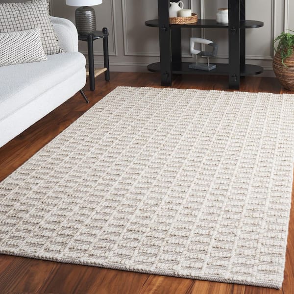 Natura 4 ft. x 6 ft. Brown/Ivory Geometric High-Low Striped Area Rug