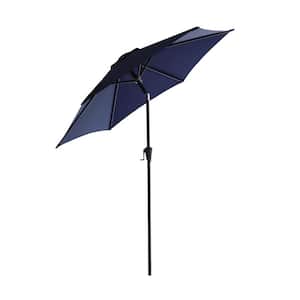 7-1/2 ft. Steel Market Tilt Patio Umbrella for Outdoor in Navy Blue Solution Dyed Polyester