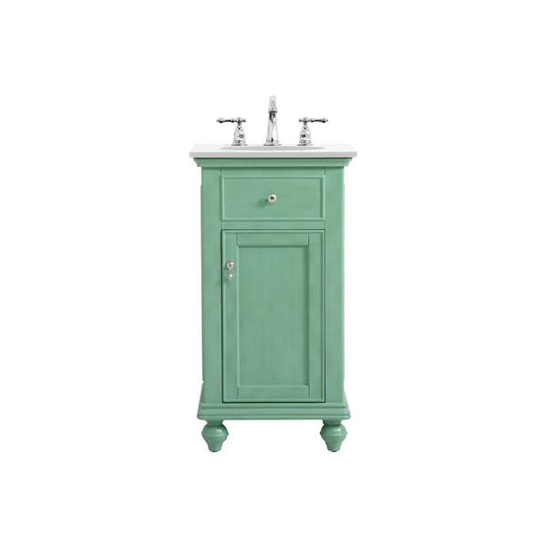 Unbranded Simply Living 19 in. W x 19 in. D x 35 in. H Bath Vanity in Vintage Mint with Ivory White Engineered Marble
