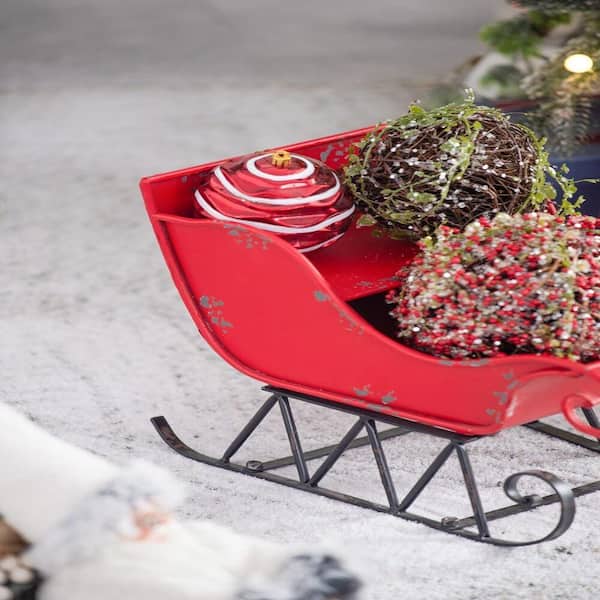 14.5 in. D x 10 in. W x 11 in. H Iron Red Distressed Small