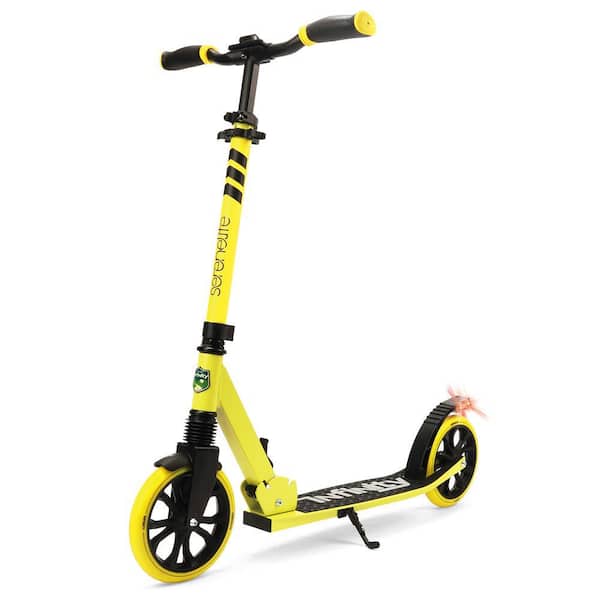 SereneLife Lightweight and Foldable Kick Scooter Adjustable for Teens and Adult, Alloy Deck with High Impact Wheels in Yellow