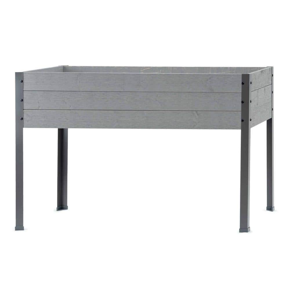 Gray Spruce and Steel Elevated Outdoor Planter Box