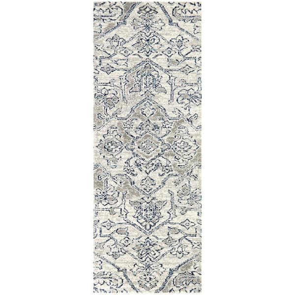 StyleWell Rosehill Gray 2 ft. x 7 ft. Traditional Runner Rug