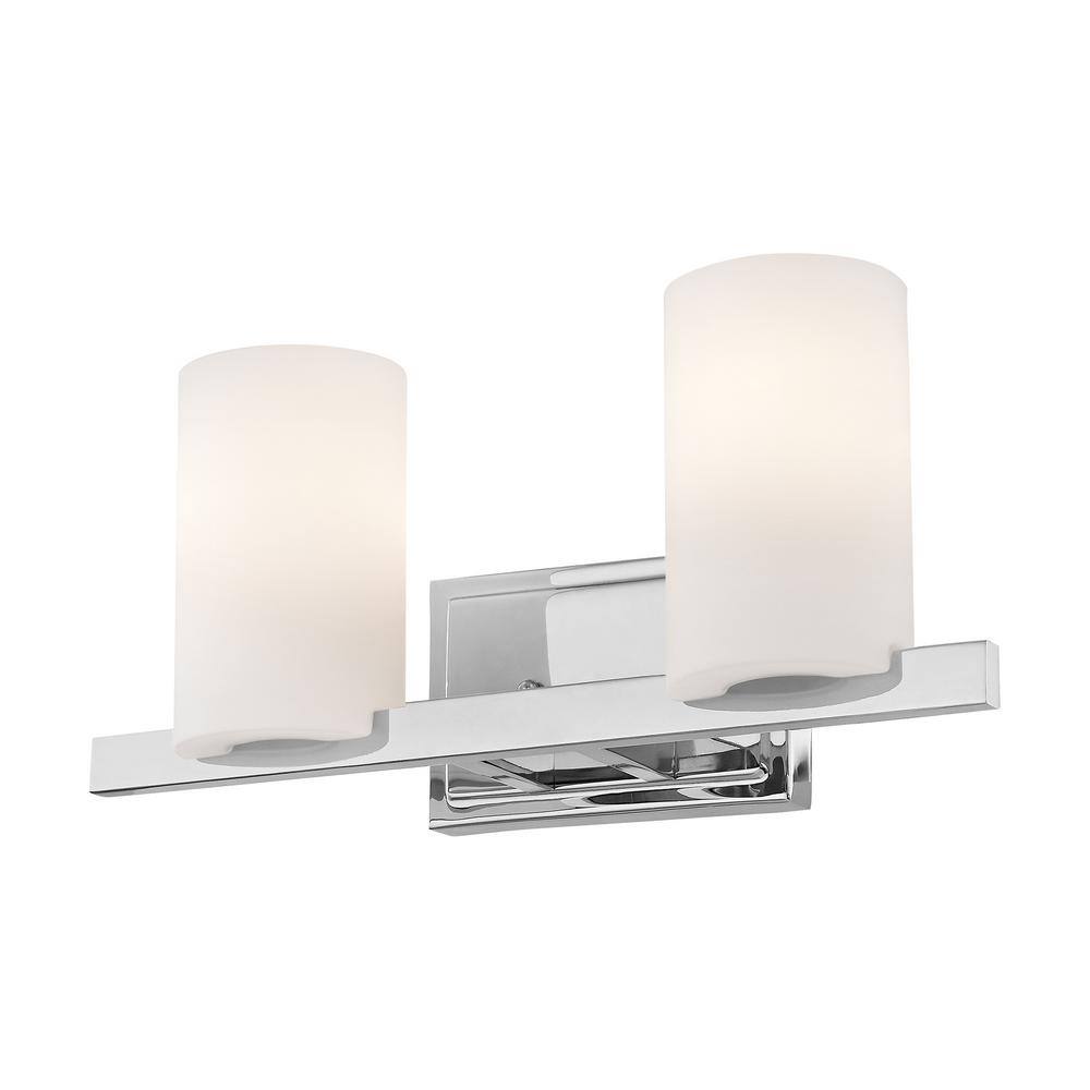 Polished Chrome 2-Light Vanity with Satin Opal Glass