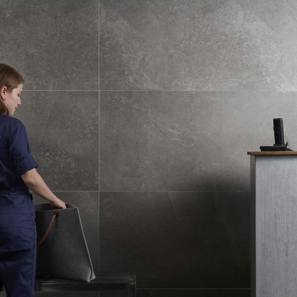 Large Matte Gray Porcelain Rectangular Floor and Wall Tile