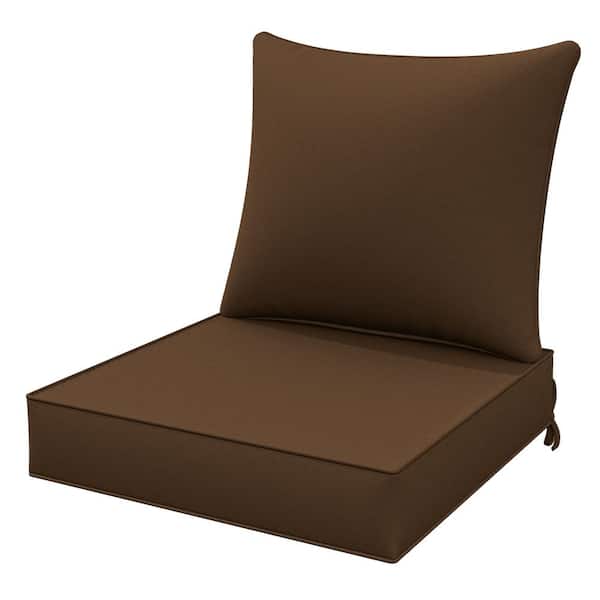 WNP 24 in. x 24 in. x 5 in. Square Outdoor Deep Seating Cushion Set Seat and Back Cushion for Chair and Sofa Chocolate