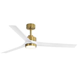 Parvez 60 in. Integrated LED Indoor White-Blade Gold Ceiling Fans with Light and Remote Control Included