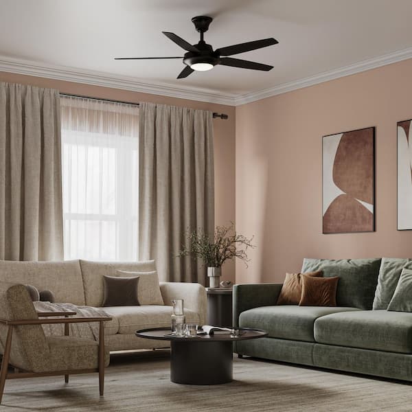 AirPro Signature Plus II 54 in. Standard Indoor Integrated LED Matte Black Modern Downrod Mount Ceiling Fan with Remote