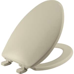 Kimball Soft Close Elongated Plastic Closed Front Toilet Seat in Bone Never Loosens