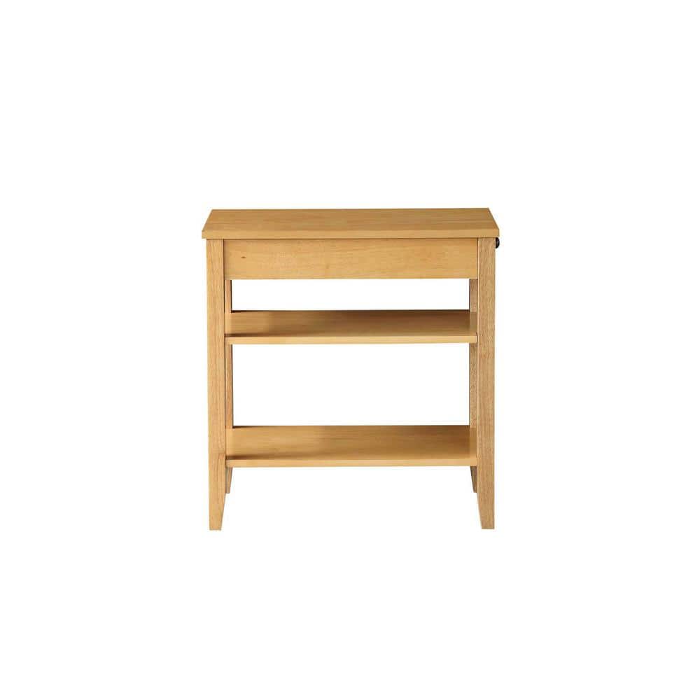 Natural Wood 24" Rectangular End Table with Storage