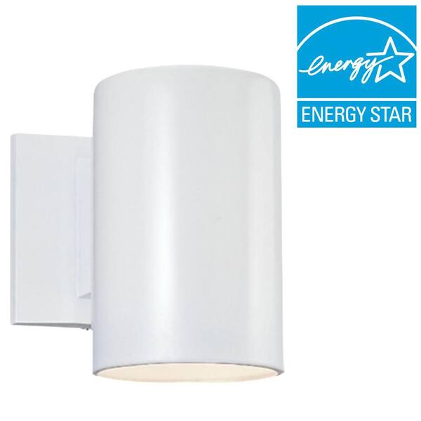 Generation Lighting Bullets Collection 1-Light Outdoor White Wall Cylinder