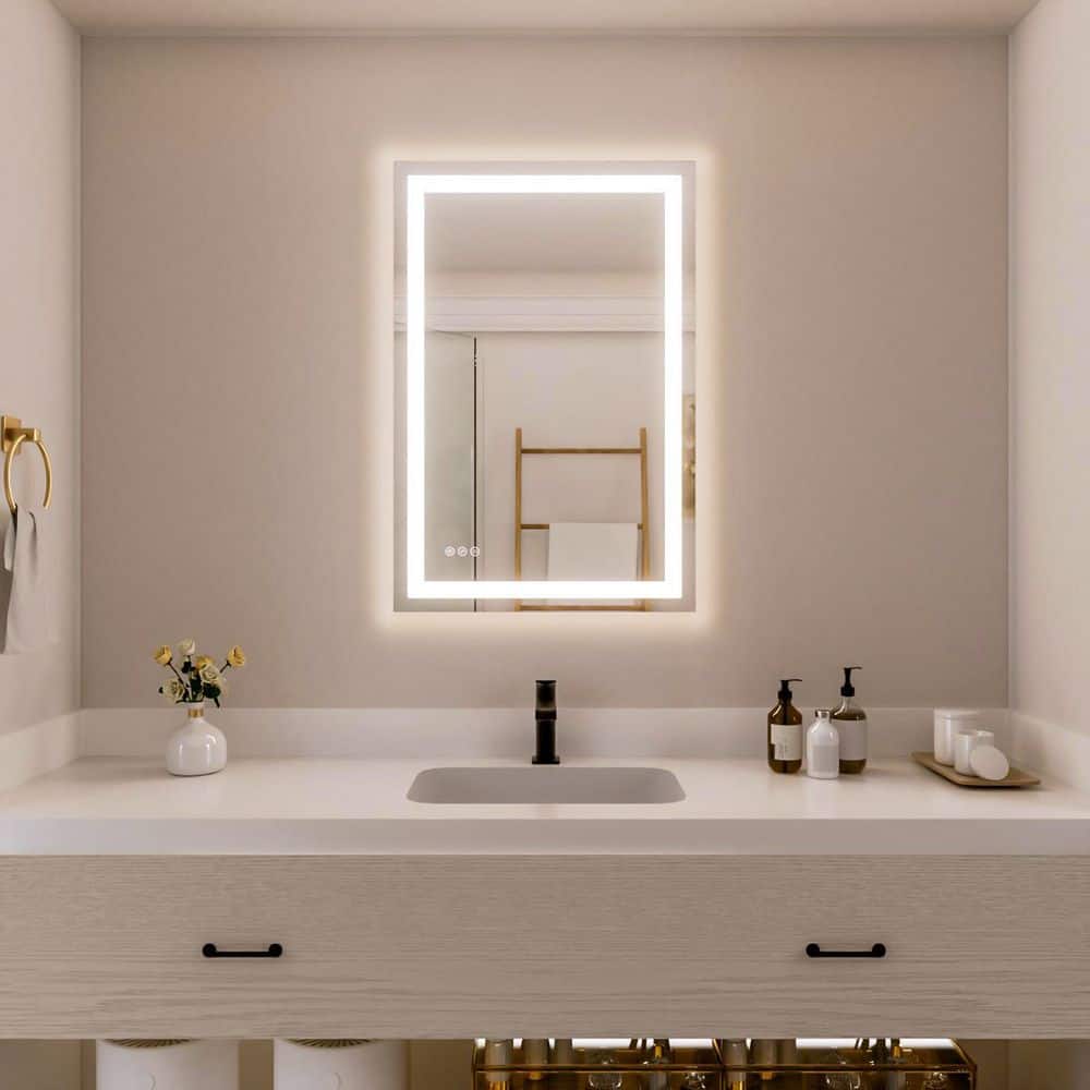 Ziva 24 in. W x 36 in. H Rectangular Frameless LED Wall Bathroom Vanity Mirror with Sleek Silver Finish price history on PriceWatchPro