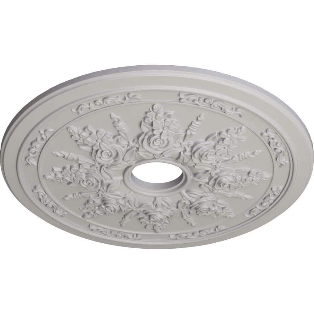 Ultra Pure White Rose and Ribbon Ceiling Medallion