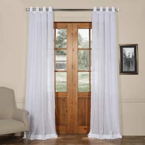 Aspen White Solid Grommet Sheer Curtain - 50 in. W x 108 in. L (1 Panel)