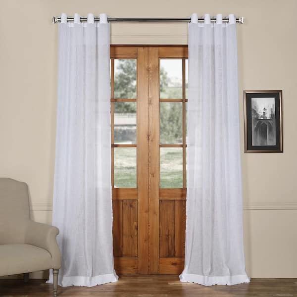 Exclusive Fabrics & Furnishings Aspen White Solid Grommet Sheer Curtain - 50 in. W x 120 in. L (1 Panel)