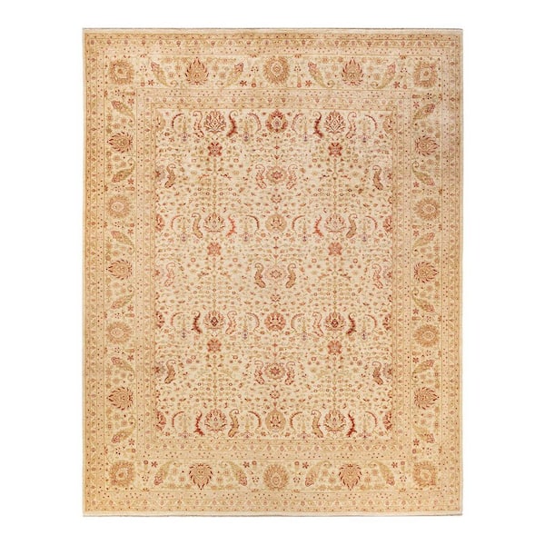 Eclectic 9 ft. x 12 ft. Ivory  Floral Wool Indoor Area Rug