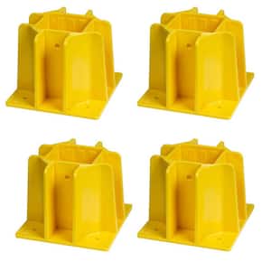 Yellow Guardrail Base with Toeboard Slots (4-Pack)