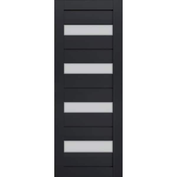 36 in. x 80 in. Solid Wood Frosted Glass Antracite Interior Door Slab