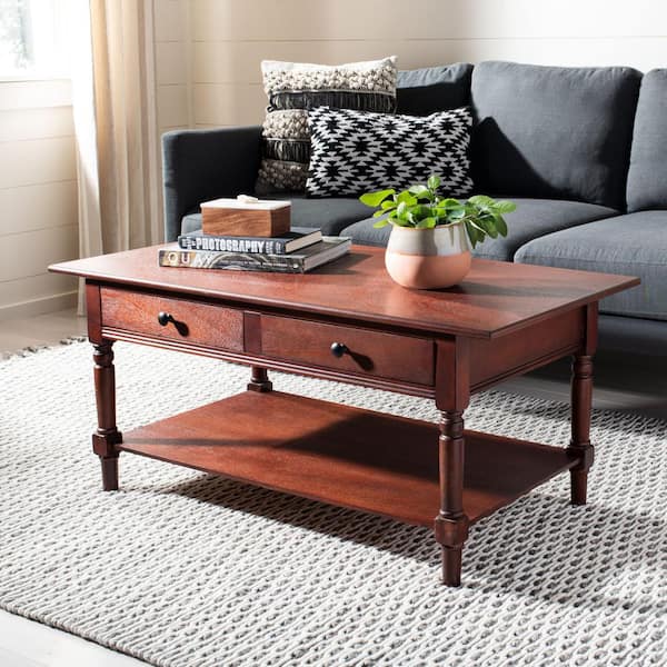 Safavieh Boris 42 In Dark Cherry Large, Large End Table With Drawers