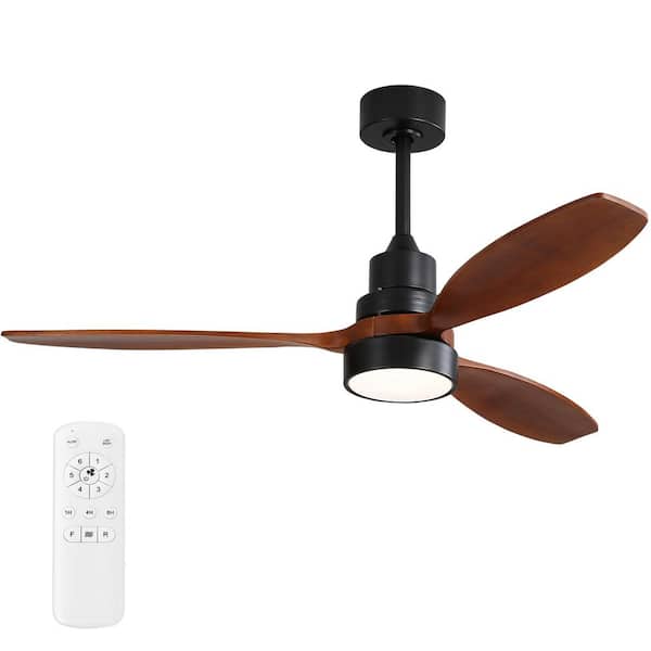 Latepis 52 in. Indoor Wooden Ceiling Fan Remote Control Reversible DC Motor With LED Light