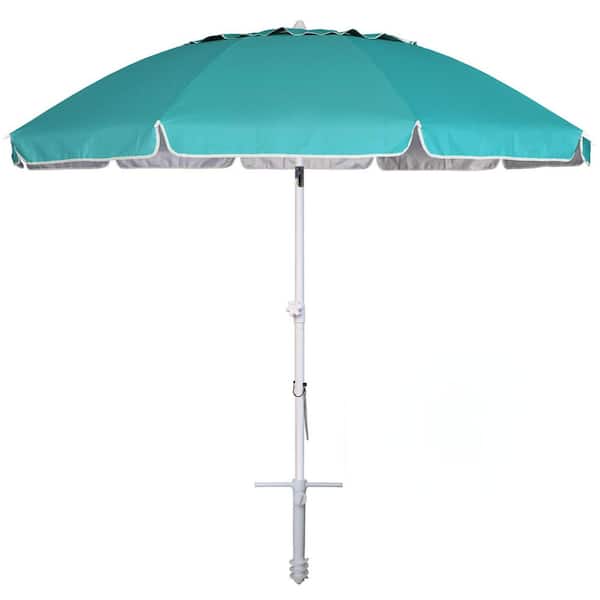 96 in. Beach Umbrella with Sand Anchor, Outdoor Portable, UV Protection, Ventilated Tilt Opening, Teal