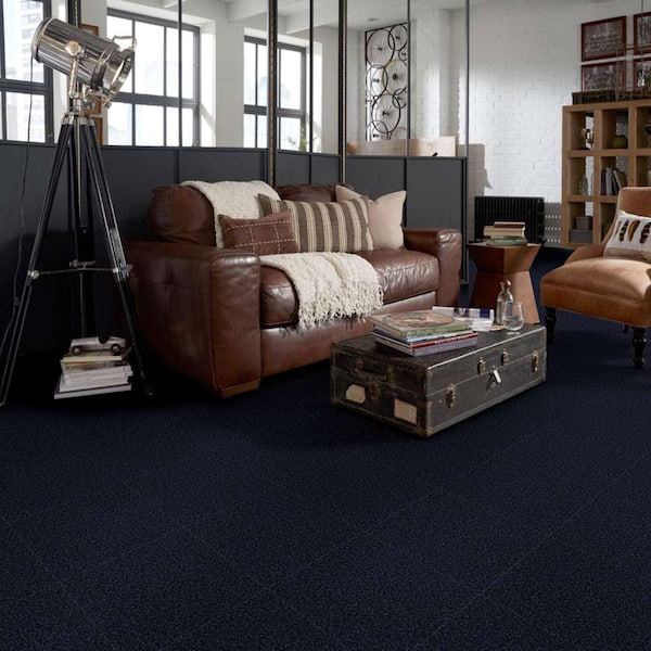 Palmdale II - Dock Side - Blue 15 ft. 31.2 oz. Polyester Texture Installed Carpet