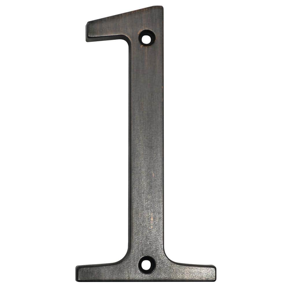 Everbilt 4 in. Aged Bronze Flush Mount House Number 1 30216 - The Home ...