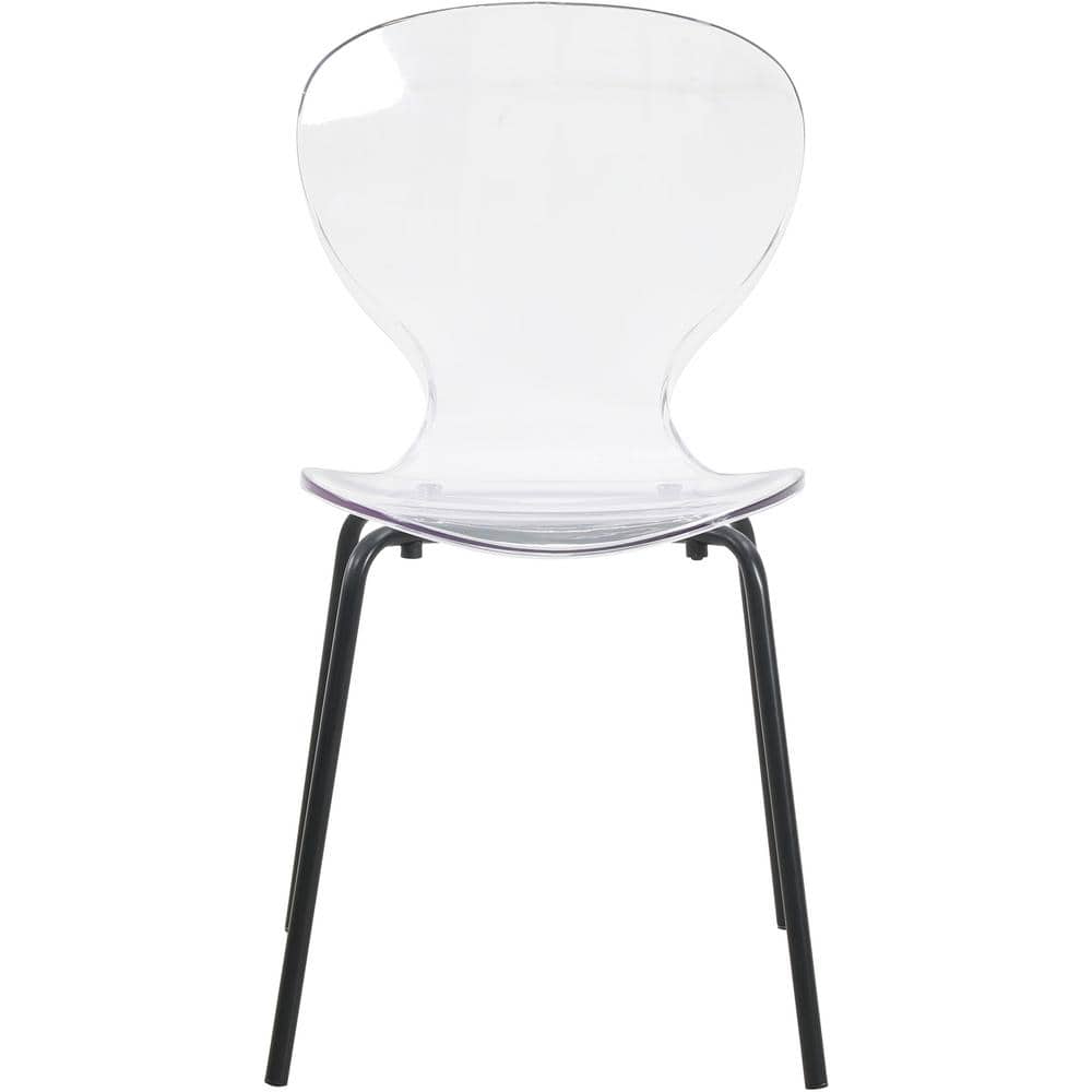 Clear Transparent Side Chair with Black Metal Legs