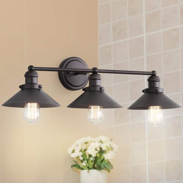 JONATHAN Y July 26.5 in. 3-Light Metal Oil Rubbed Bronze Vanity Light