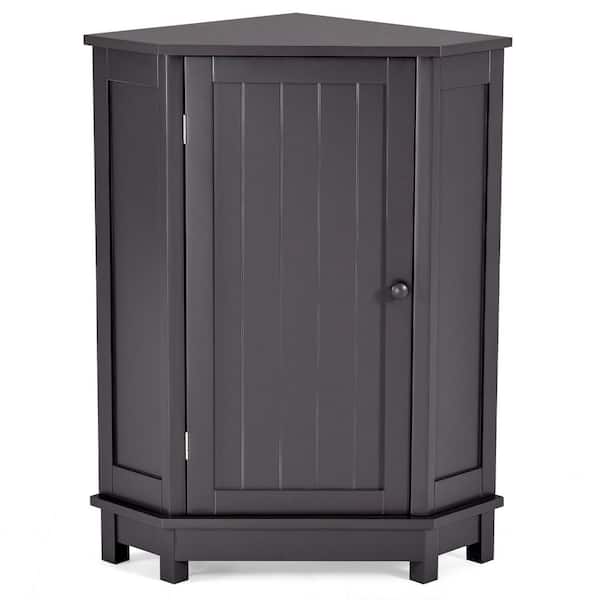 URTR Black Brown Wood Storage Cabinet Triangle Corner Floor Cabinet with  Shelf and Doors for Kitchen, Bathroom, Living room HY02232Y - The Home Depot