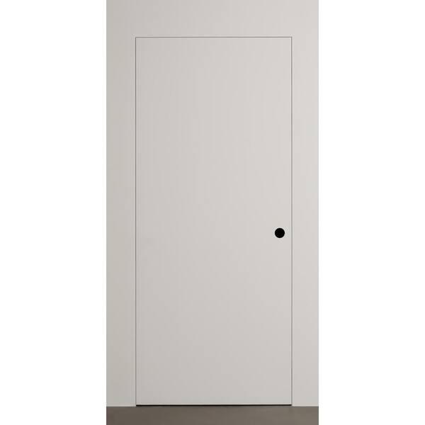 Invisible Reverse Frameless 30 in. x 84 in. Left Hand Primed White Wood Single Prehung Interior Door w/Concealed Hinges