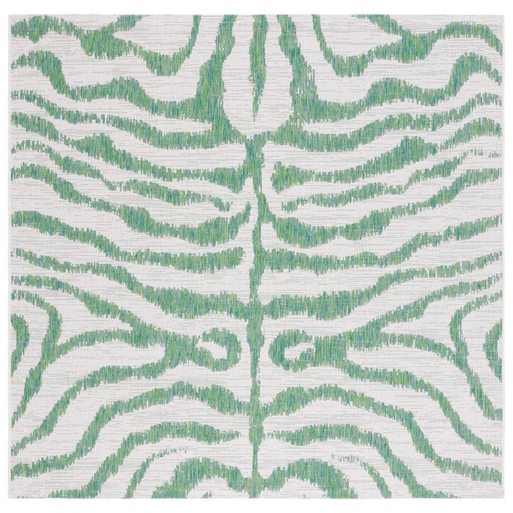 Courtyard Ivory/Green 7 ft. x 7 ft. Zebra Indoor/Outdoor Square Area Rug price history on PriceWatchPro