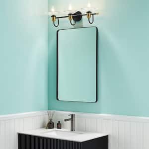 36 in. W x 24 in. H Rectangular Aluminum Framed Wall Bathroom Vanity Mirror in Black