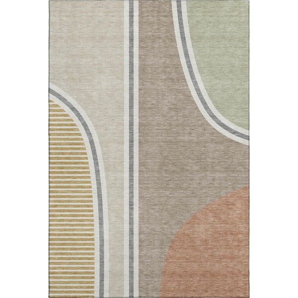 Mayfield Premium Machine Washable Abstract AMF2505 Beige 10 ft. x 14 ft. Area Rug