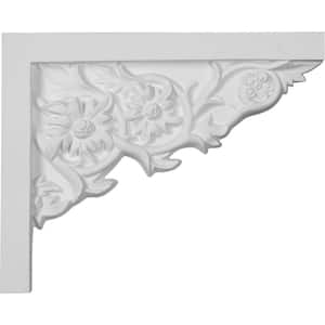 9 in. x 5/8 in. x 7-1/4 in. Primed Polyurethane Floral Small Right Stair Bracket