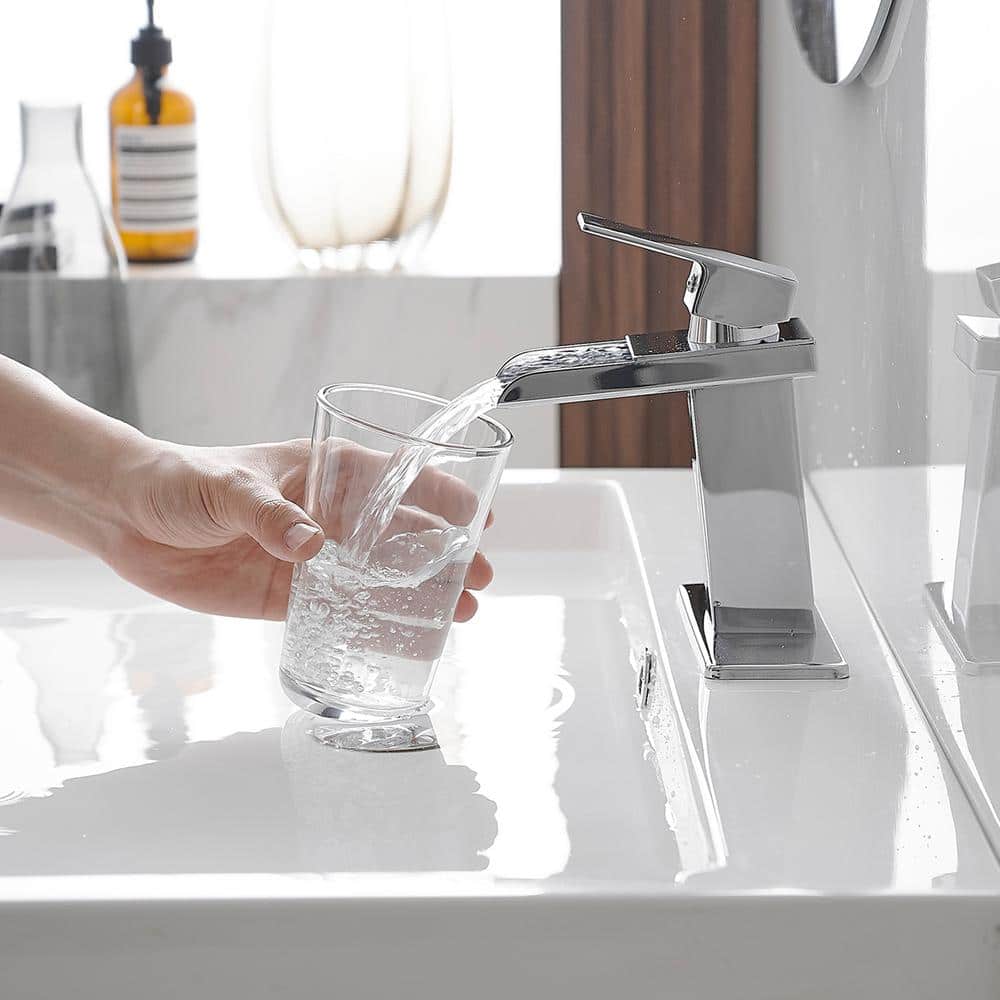 Polished Chrome Waterfall Single-Handle 6.61" Bathroom Faucet
